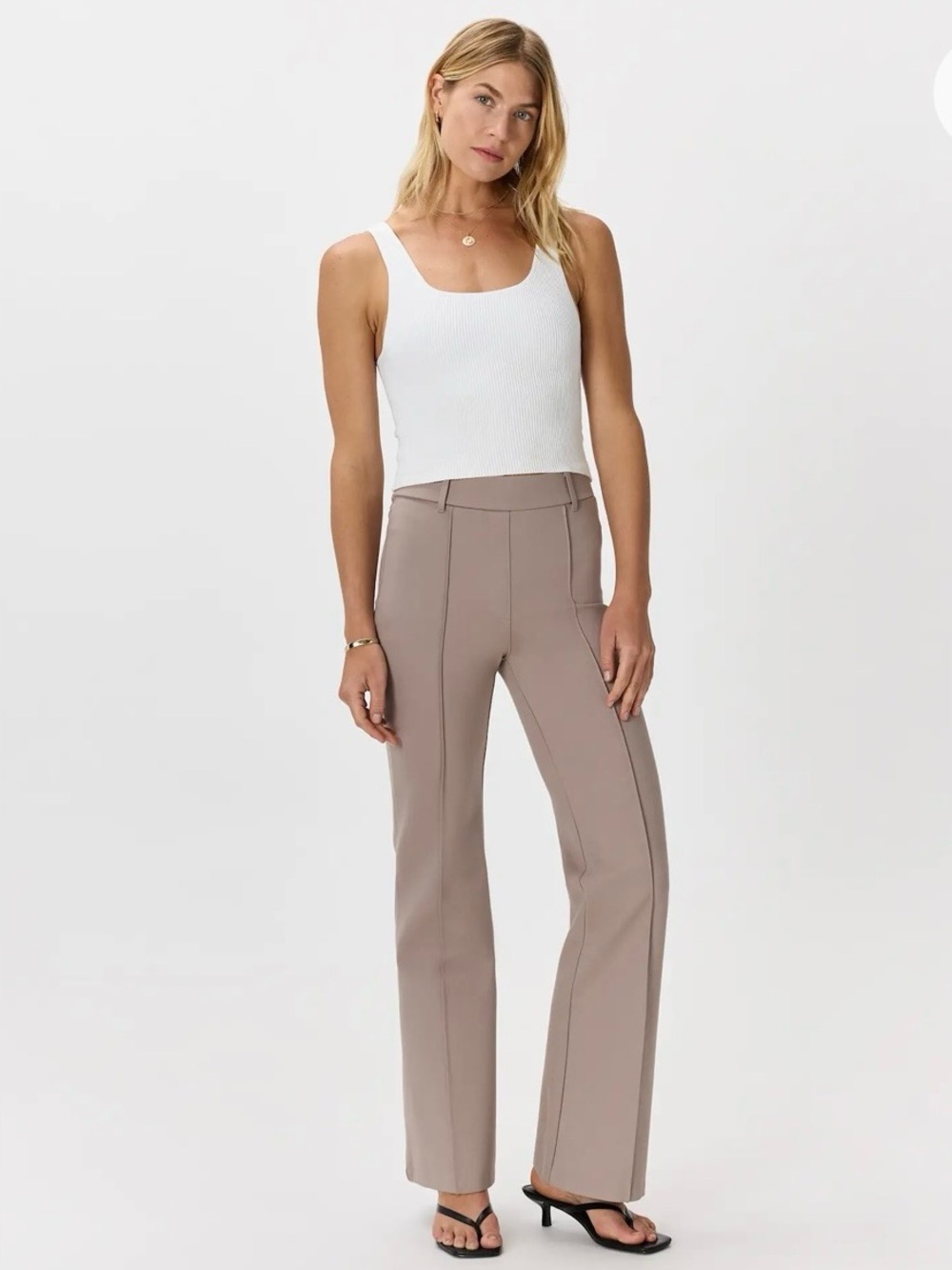 Quince Ultra-Stretch Ponte Flare Leg Pants Large Morel Gray NEW